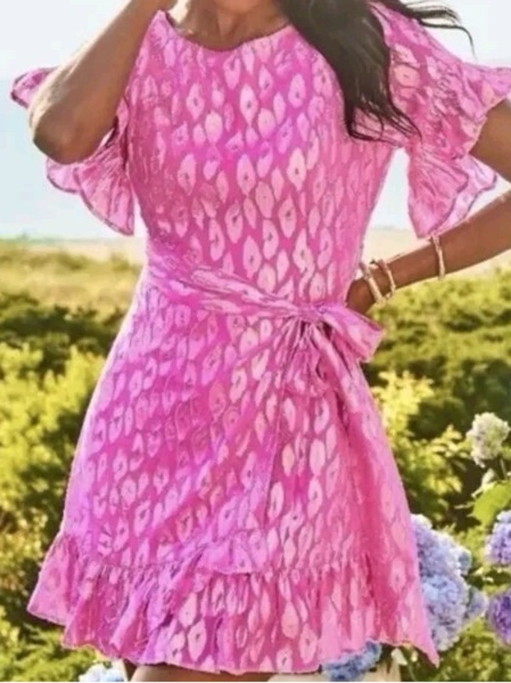 Lilly Pulitzer Darlah Silk Mini Dress in Raz Berry Leopard Metallic